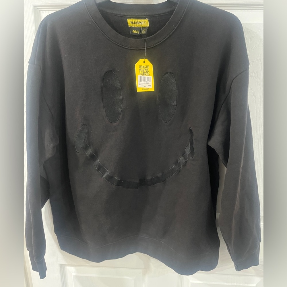Arket Black Crewneck Sweater with Smiley Design